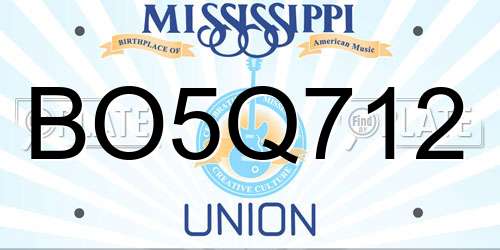 BO5Q712 Mississippi License Plate