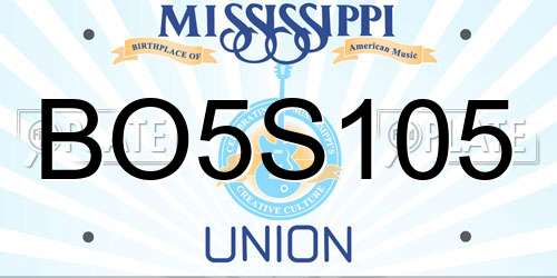 BO5S105 Mississippi License Plate