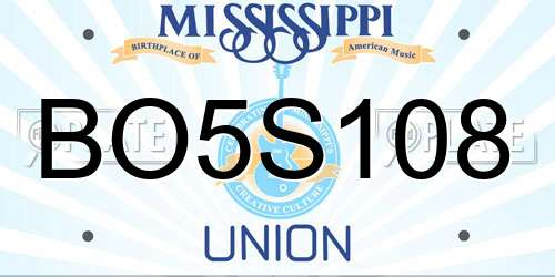 BO5S108 Mississippi License Plate
