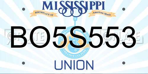 BO5S553 Mississippi License Plate