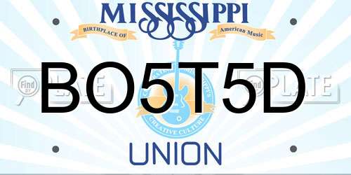 BO5T5D Mississippi License Plate
