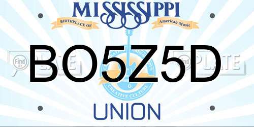 BO5Z5D Mississippi License Plate