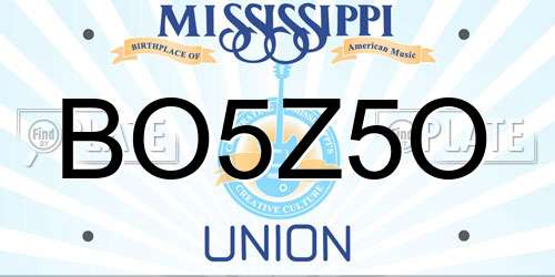 BO5Z5O Mississippi License Plate