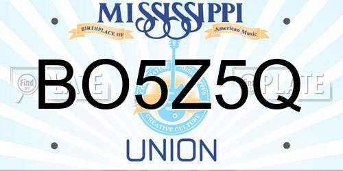 BO5Z5Q Mississippi License Plate