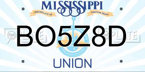 BO5Z8D Mississippi License Plate