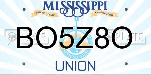 BO5Z8O Mississippi License Plate