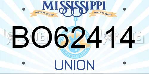 BO62414 Mississippi License Plate