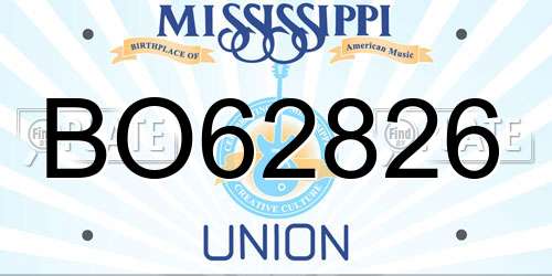BO62826 Mississippi License Plate