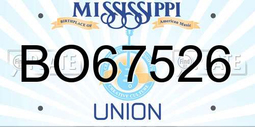 BO67526 Mississippi License Plate