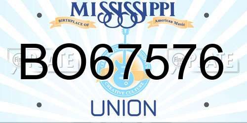 BO67576 Mississippi License Plate