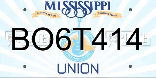 BO6T414 Mississippi License Plate