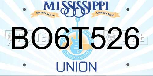 BO6T526 Mississippi License Plate