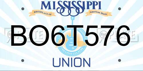 BO6T576 Mississippi License Plate