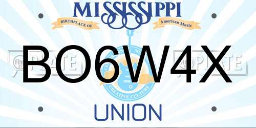 BO6W4X Mississippi License Plate