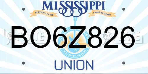 BO6Z826 Mississippi License Plate