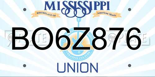 BO6Z876 Mississippi License Plate