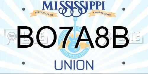 BO7A8B Mississippi License Plate