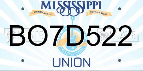 BO7D522 Mississippi License Plate