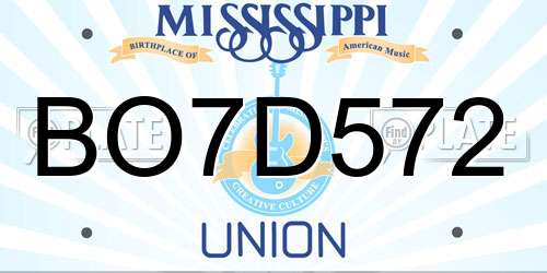 BO7D572 Mississippi License Plate