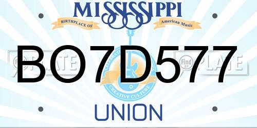 BO7D577 Mississippi License Plate