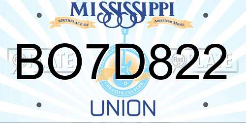 BO7D822 Mississippi License Plate