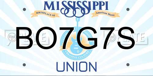 BO7G7S Mississippi License Plate