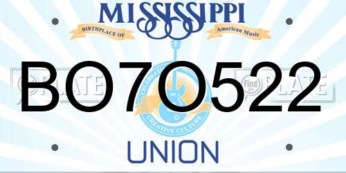 BO7O522 Mississippi License Plate