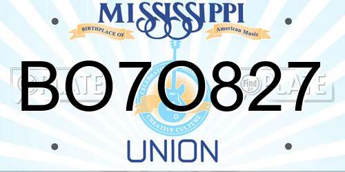 BO7O827 Mississippi License Plate