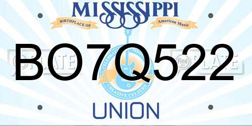 BO7Q522 Mississippi License Plate