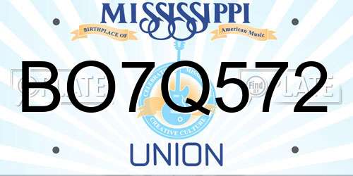 BO7Q572 Mississippi License Plate