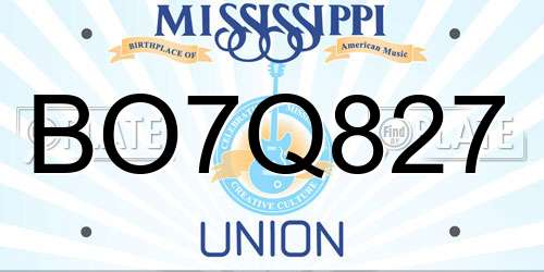 BO7Q827 Mississippi License Plate
