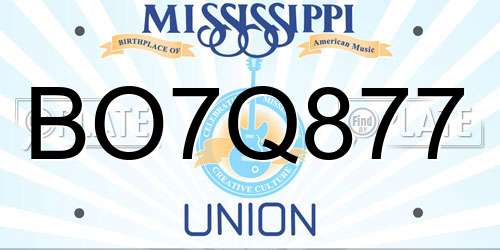 BO7Q877 Mississippi License Plate