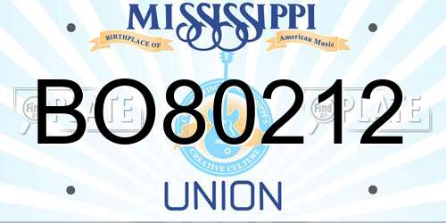 BO80212 Mississippi License Plate