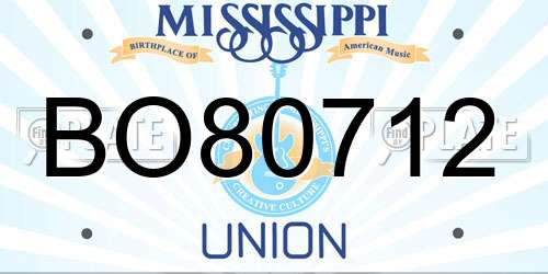BO80712 Mississippi License Plate