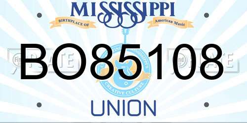 BO85108 Mississippi License Plate