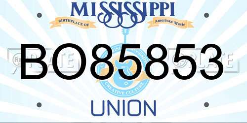 BO85853 Mississippi License Plate