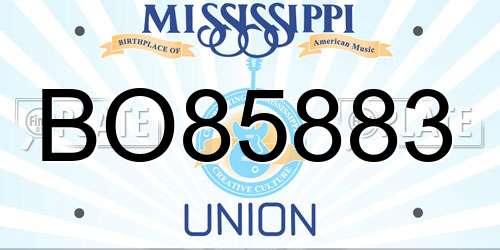 BO85883 Mississippi License Plate