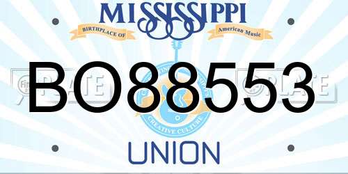 BO88553 Mississippi License Plate