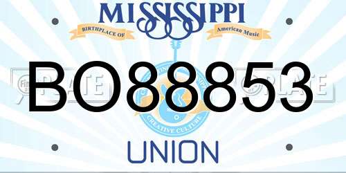 BO88853 Mississippi License Plate