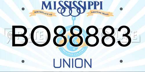 BO88883 Mississippi License Plate