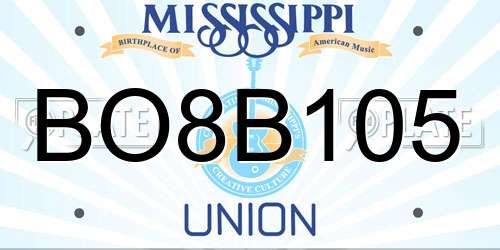 BO8B105 Mississippi License Plate