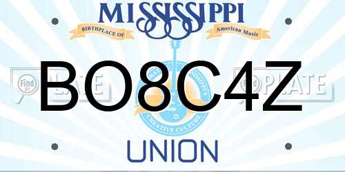 BO8C4Z Mississippi License Plate