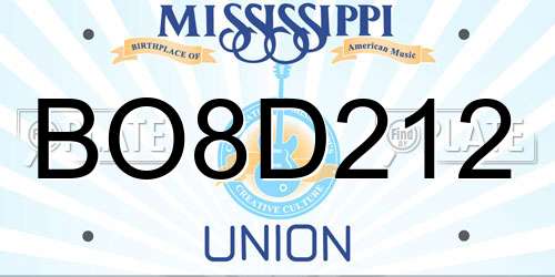 BO8D212 Mississippi License Plate