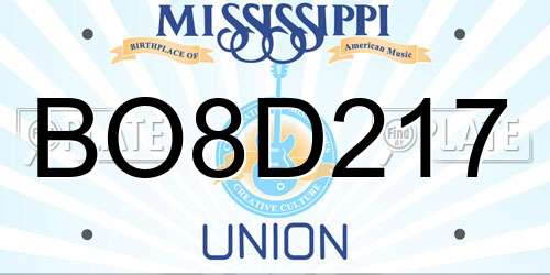 BO8D217 Mississippi License Plate