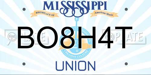 BO8H4T Mississippi License Plate