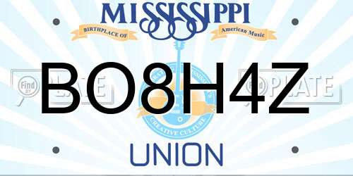 BO8H4Z Mississippi License Plate