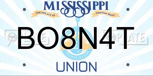 BO8N4T Mississippi License Plate