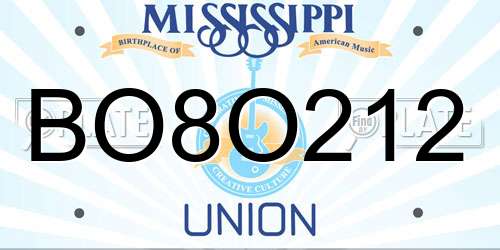 BO8O212 Mississippi License Plate