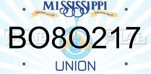 BO8O217 Mississippi License Plate