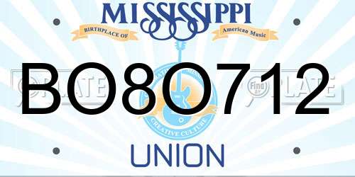 BO8O712 Mississippi License Plate